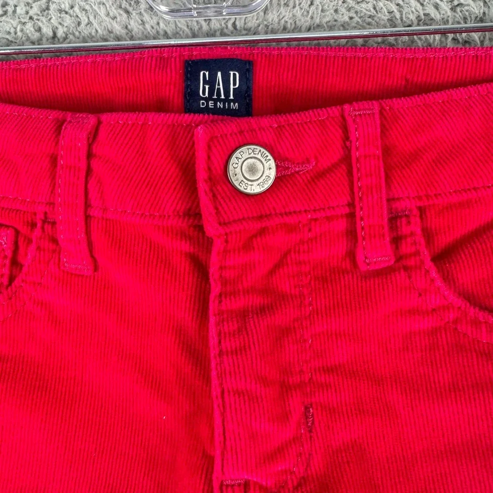 Gap Stretch Jegging Pants Girls‎ 14 Regular Red Corduroy Skinny Mid Rise Denim